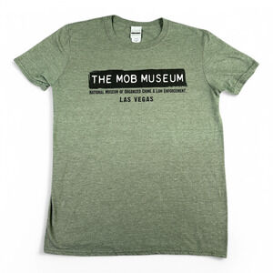 Mob Museum Shirt Adult MEDIUM Green Las Vegas Organized Crime Mafia Police